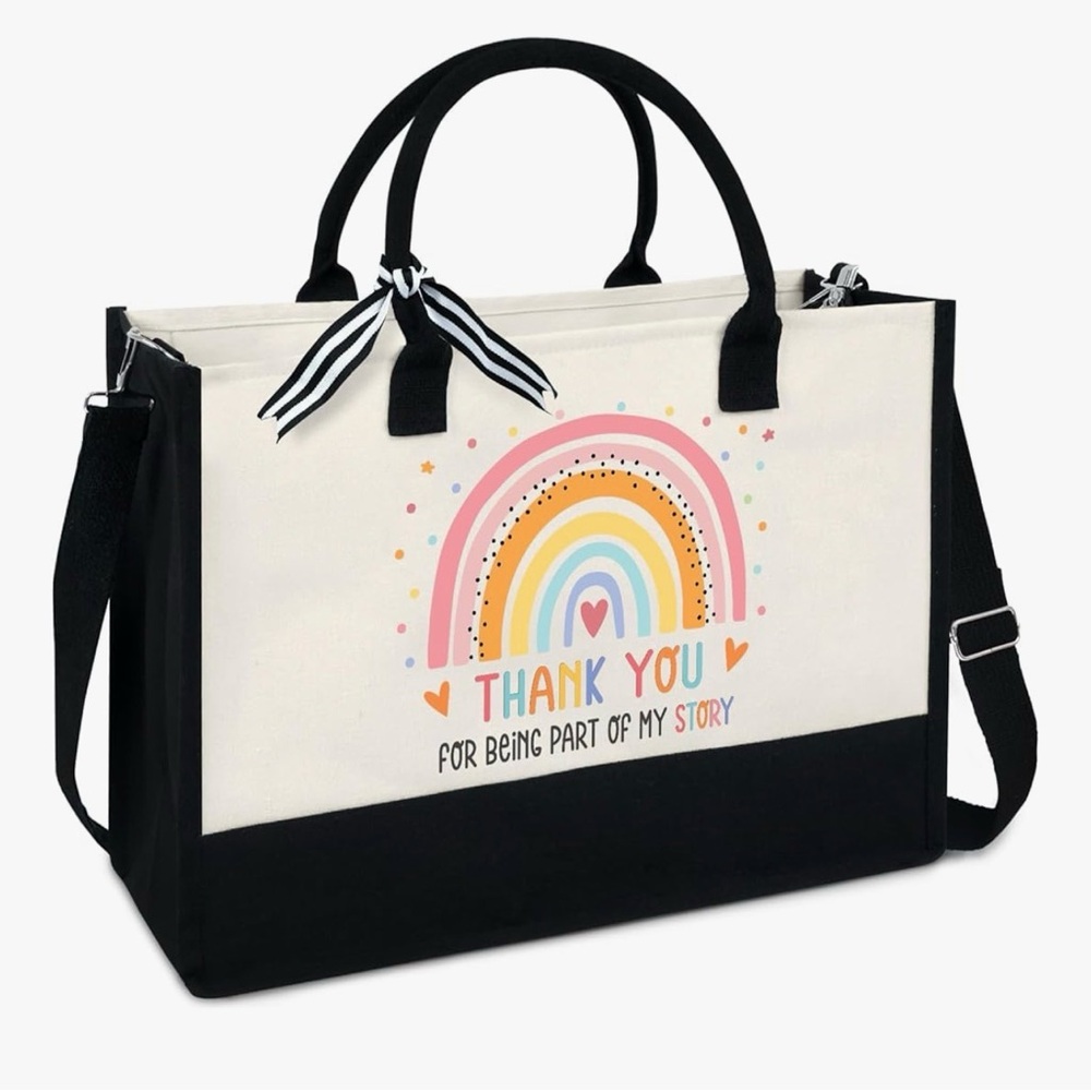 New Canvas Tote Bag Durable Handle & Shoulder Straps Teacher Appreciation Tote
